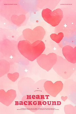 PSD 분홍색 백그라운드 일러스트 수채화 사랑 사람없음 반짝임 로맨틱 하트 키치 국내일러스트 모양 감정 컬러 컨셉 모션 파일형식