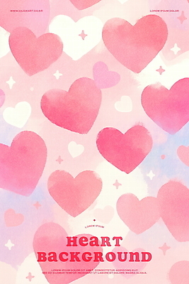 PSD 분홍색 백그라운드 일러스트 수채화 사랑 사람없음 반짝임 로맨틱 하트 키치 국내일러스트 모양 감정 컬러 컨셉 모션 파일형식