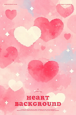 PSD 분홍색 백그라운드 일러스트 수채화 사랑 사람없음 반짝임 로맨틱 하트 키치 국내일러스트 모양 감정 컬러 컨셉 모션 파일형식