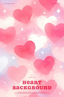 PSD 분홍색 백그라운드 일러스트 수채화 사랑 사람없음 반짝임 로맨틱 하트 키치 국내일러스트 모양 감정 컬러 컨셉 모션 파일형식