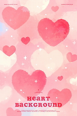 PSD 분홍색 백그라운드 일러스트 수채화 사랑 사람없음 반짝임 로맨틱 하트 키치 국내일러스트 모양 감정 컬러 컨셉 모션 파일형식