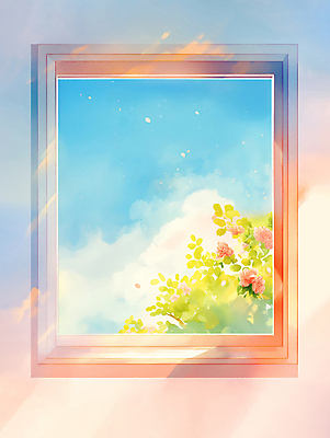 JPG 구름 꽃 일러스트 창문 자연 하늘 나뭇잎 사람없음 햇빛 봄풍경 국내일러스트 AI일러스트 AI콘텐츠 자연요소 식물 잎 풍경 태양 봄 생태계 파일형식