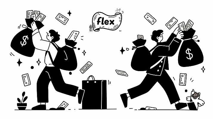 전신 남자 화분 잎 지폐 가방 일러스트 들기 성인 두명 반짝임 쇼핑백 검은색 돈자루 라인아트 떠남 성인남자만 플렉스 국내일러스트 AI파일 식물 잡화 선 컬러 돈 모션 사람 신조어 남자만 성인만 파일형식 벡터