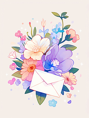 JPG 꽃잎 잎 일러스트 봄꽃 편지봉투 사람없음 반짝임 부드러움 연분홍색 국내일러스트 AI일러스트 AI콘텐츠 식물 꽃 분홍색 모션 봉투 봄 감각 편지 파일형식
