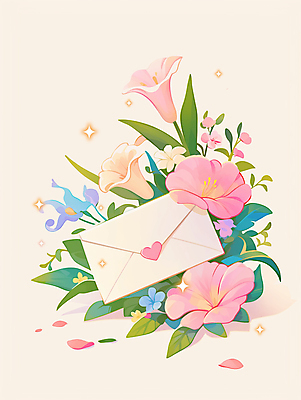 JPG 꽃잎 잎 일러스트 봄꽃 편지봉투 사람없음 반짝임 하트 부드러움 연분홍색 국내일러스트 AI일러스트 AI콘텐츠 모양 식물 꽃 분홍색 모션 봉투 봄 감각 편지 파일형식