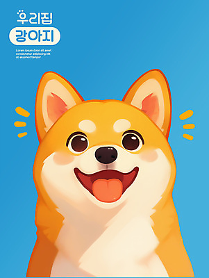 PSD 응시 일러스트 웃음 사람없음 파란색 귀여움 강아지 국내일러스트 시선 컬러 컨셉 표정 반려동물 개 파일형식