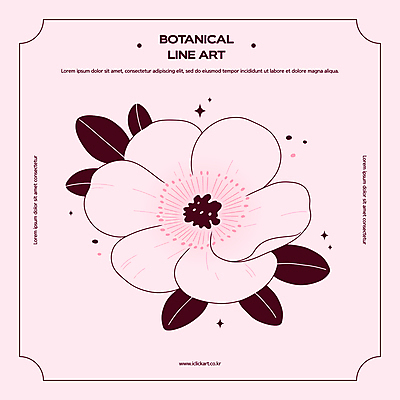꽃 잎 일러스트 사람없음 반짝임 빈티지 라인아트 연분홍색 보테니컬아트 국내일러스트 AI파일 식물 선 분홍색 컨셉 모션 파일형식 벡터
