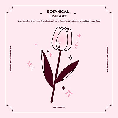 꽃 잎 일러스트 사람없음 반짝임 빈티지 라인아트 연분홍색 보테니컬아트 국내일러스트 AI파일 식물 선 분홍색 컨셉 모션 파일형식 벡터