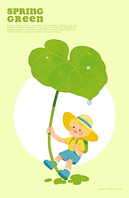 전신 PSD 남자 어린이 일러스트 책가방 한명 미소 소년 초록색 귀여움 물방울 잡기 봄비 보호 연잎 밀짚모자 감성 나뭇잎우산 소년한명만 동심 국내일러스트 모자_잡화 1 컬러 컨셉 잎 가방 우산 모션 표정 사람 봄 비_날씨 남자한명만 소년만 파일형식