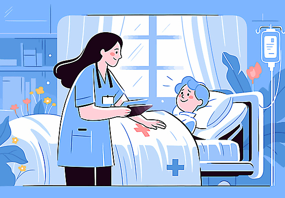 여자 남자 꽃 하늘색 잎 일러스트 창문 미소 들기 성인 두명 눕기 이불 환자 간호사 커튼 링거 요양 요양원 요양보호사 링거걸이 병원침대 차트보드 성인만 국내일러스트 AI파일 식물 직업 의학 의료기기 침구 모션 표정 사람 파란색 의료진 침대 간호 파일형식 벡터