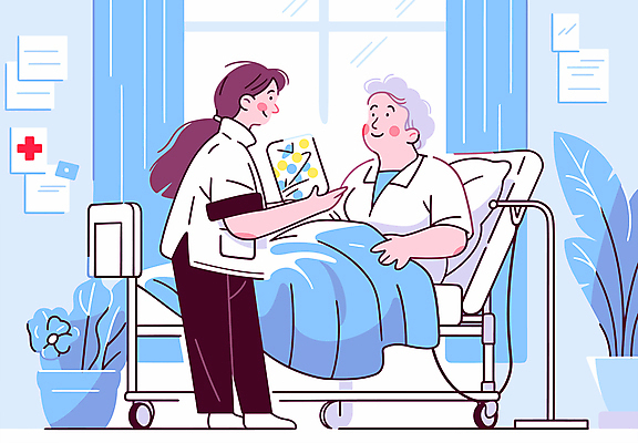 식물 여자 노년 화분 하늘색 일러스트 창문 미소 앉기 성인 두명 이불 환자 의사 커튼 주기 메모리 요양 요양원 요양보호사 링거걸이 병원침대 여자만 국내일러스트 AI파일 직업 의학 침구 모션 표정 사람 파란색 의료진 침대 간호 파일형식 벡터