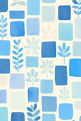 JPG 식물 일러스트 사람없음 파란색 블록 패턴백그라운드 타일 심플 국내일러스트 AI일러스트 AI콘텐츠 컬러 백그라운드 패턴 파일형식