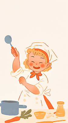 JPG 여자 어린이 일러스트 두건 요리 한명 미소 웃음 들기 소녀 귀여움 주방 요리사 스카프 앞치마 당근 체험 냄비 조리복 국자 후추통 열심 요리교실 소녀한명만 국내일러스트 AI일러스트 AI콘텐츠 직업 1 컨셉 유니폼 모션 주방용품 수업 뿌리채소 표정 사람 목도리 솥 양념통 여자한명만 소녀만 파일형식