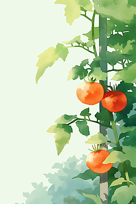 JPG 열매 토마토 일러스트 자연 나뭇잎 수채화 사람없음 초록색 여름 신선 감성 국내일러스트 AI일러스트 AI콘텐츠 식물 계절 컬러 컨셉 잎 채소 생태계 파일형식