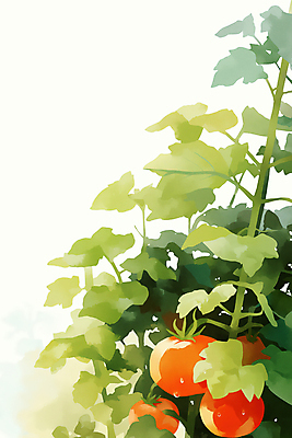 JPG 열매 토마토 일러스트 자연 나뭇잎 수채화 사람없음 초록색 여름 신선 감성 국내일러스트 AI일러스트 AI콘텐츠 식물 계절 컬러 컨셉 잎 채소 생태계 파일형식