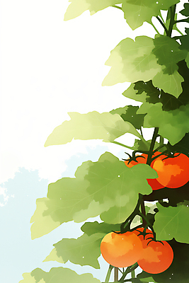 JPG 열매 토마토 일러스트 자연 나뭇잎 수채화 사람없음 초록색 여름 신선 감성 국내일러스트 AI일러스트 AI콘텐츠 식물 계절 컬러 컨셉 잎 채소 생태계 파일형식