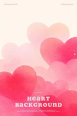 PSD 분홍색 일러스트 수채화 따뜻함 발렌타인데이 사랑 사람없음 하트백그라운드 감성 국내일러스트 감정 컬러 백그라운드 컨셉 데이이벤트 하트 파일형식