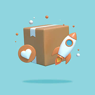 PSD 아이콘 사람없음 쇼핑 3D아이콘 3D 로켓 운송업 하트 원형 배송 택배상자 모양 도형 산업 상자 디지털합성 택배 파일형식