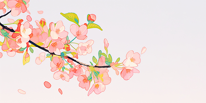 JPG 꽃잎 분홍색 잎 일러스트 사람없음 봄풍경 나뭇가지 벚나무 국내일러스트 AI일러스트 AI콘텐츠 나무 식물 꽃 컬러 풍경 봄 벚꽃 파일형식