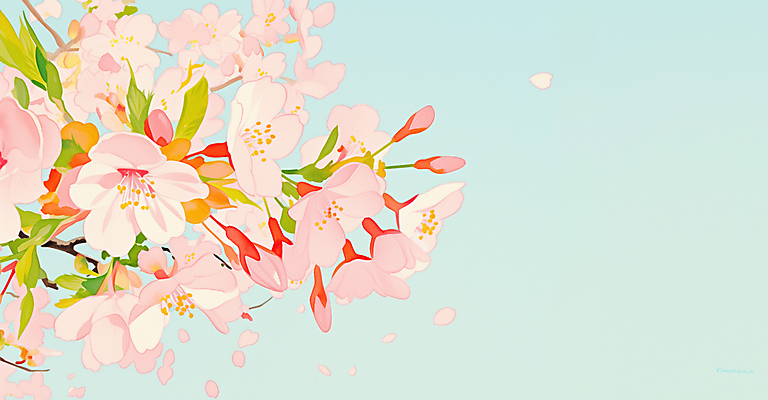 JPG 꽃잎 하늘색 잎 일러스트 사람없음 봄풍경 나뭇가지 벚나무 국내일러스트 AI일러스트 AI콘텐츠 나무 식물 꽃 풍경 파란색 봄 벚꽃 파일형식