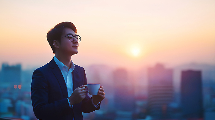JPG 편집이미지 남자 행복 회사 한명 미소 들기 정장 상반신 성인 도시풍경 태양 노을 비즈니스맨 커피잔 의료성형뷰티 성인남자한명만 안경낌 편집실사 AI인물포토 AI콘텐츠 자연요소 1 옷 감정 안경 커피 비즈니스 모션 잔 표정 사람 풍경 도시 직장인 CG 남자한명만 성인남자만 파일형식 AI포토