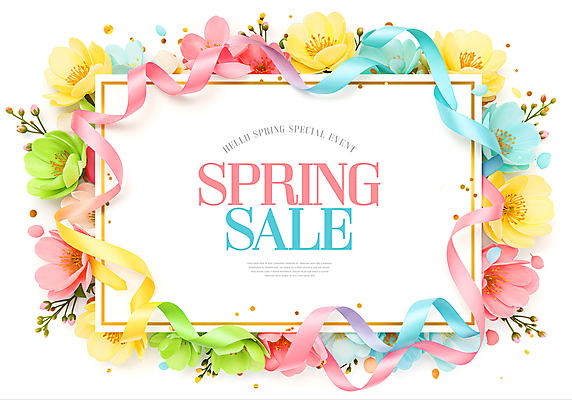 PSD 템플릿 리본 봄꽃 프레임 이벤트 사람없음 컬러풀 세일 벚꽃 화려 봄쇼핑 이미지템플릿 꽃 컬러 컨셉 쇼핑 봄 파일형식