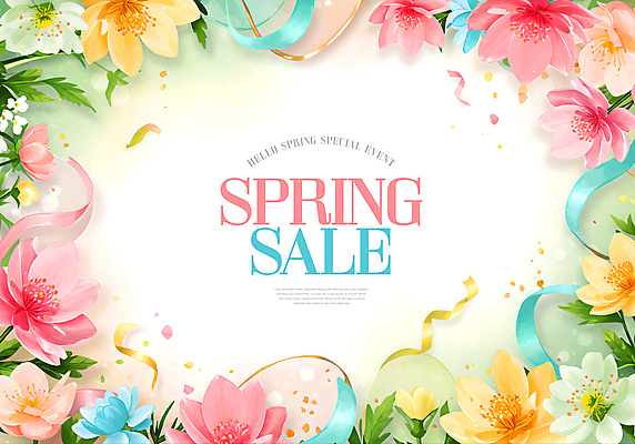 PSD 템플릿 리본 봄꽃 나뭇잎 프레임 이벤트 사람없음 컬러풀 세일 벚꽃 화려 봄쇼핑 이미지템플릿 꽃 컬러 컨셉 잎 쇼핑 봄 파일형식