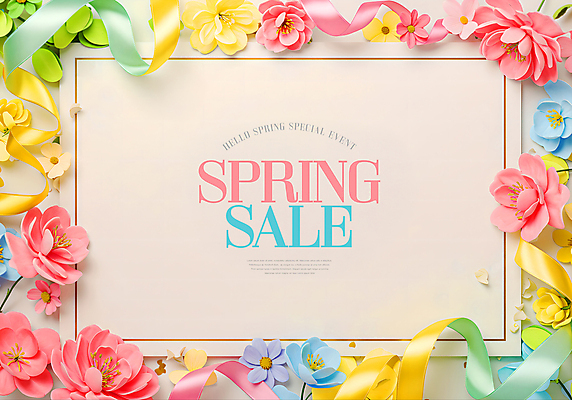 PSD 템플릿 리본 봄꽃 프레임 이벤트 사람없음 컬러풀 세일 벚꽃 화려 봄쇼핑 이미지템플릿 꽃 컬러 컨셉 쇼핑 봄 파일형식