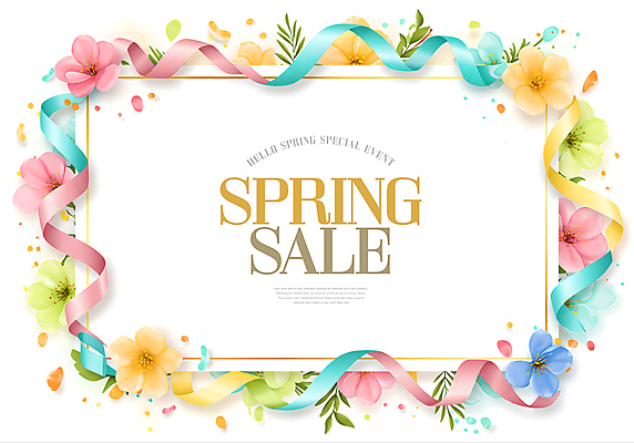 PSD 템플릿 리본 봄꽃 나뭇잎 프레임 이벤트 사람없음 컬러풀 세일 벚꽃 화려 봄쇼핑 이미지템플릿 꽃 컬러 컨셉 잎 쇼핑 봄 파일형식