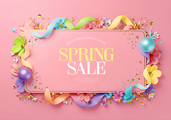 PSD 템플릿 리본 분홍색 봄꽃 프레임 이벤트 사람없음 세일 벚꽃 화려 봄쇼핑 이미지템플릿 꽃 컬러 컨셉 쇼핑 봄 파일형식