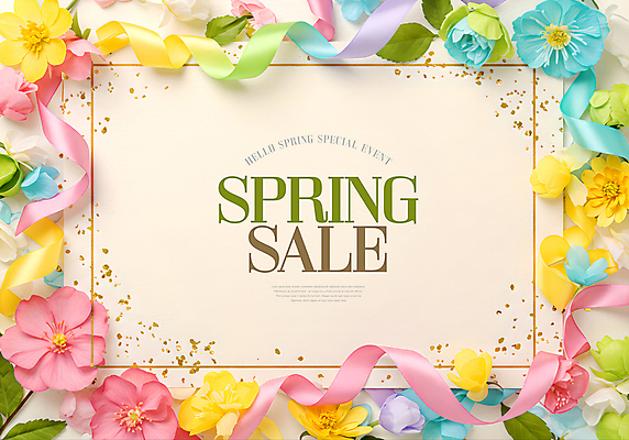 PSD 템플릿 리본 봄꽃 나뭇잎 프레임 이벤트 사람없음 컬러풀 세일 벚꽃 화려 봄쇼핑 이미지템플릿 꽃 컬러 컨셉 잎 쇼핑 봄 파일형식