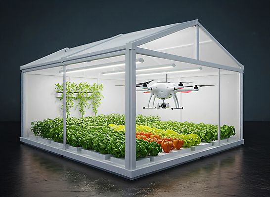 JPG 편집이미지 화분 밭 채소 미래 전등 사람없음 기계 스마트 로봇 편리함 드론 온실 스마트팜 AI_인공지능 편집실사 AI포토 AI콘텐츠 컨셉 농업 조명 농장 CG 파일형식