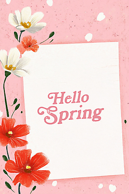 PSD 편집이미지 꽃잎 분홍색 봄꽃 사람없음 봄 안녕 카피스페이스 이미지편집 카드프레임 계절 꽃 컬러 프레임 공백 인사 파일형식