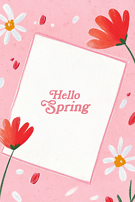 PSD 편집이미지 꽃잎 분홍색 봄꽃 사람없음 봄 안녕 카피스페이스 이미지편집 카드프레임 계절 꽃 컬러 프레임 공백 인사 파일형식