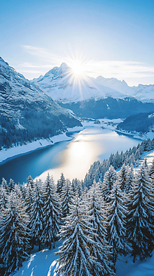 JPG 나무 편집이미지 호수 해외여행 설경 자연 하늘 사람없음 햇빛 눈 겨울여행 스위스 쌓인눈 설산 편집실사 AI포토 AI콘텐츠 자연요소 식물 해외 유럽 여행 겨울 날씨 산 풍경 태양 CG 생태계 파일형식