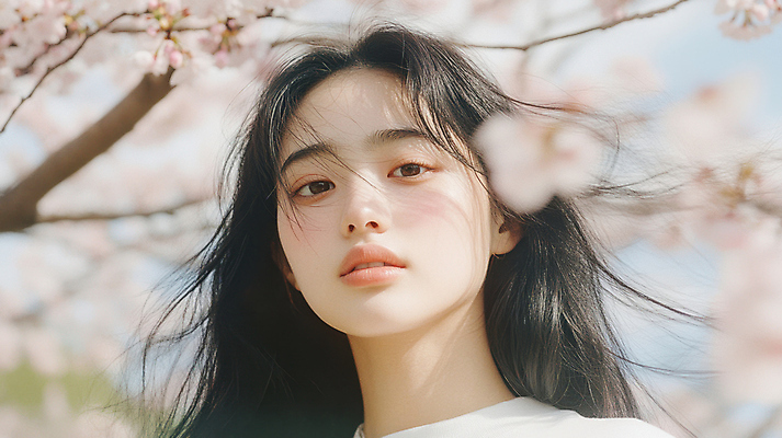 JPG 편집이미지 여자 얼굴 한명 성인 봄 벚꽃 나뭇가지 감성 의료성형뷰티 성인여자한명만 편집실사 AI인물포토 AI콘텐츠 나무 1 계절 꽃 컨셉 사람 신체부위 CG 여자한명만 성인여자만 파일형식 AI포토