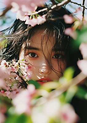 JPG 편집이미지 여자 얼굴 한명 성인 봄 벚꽃 나뭇가지 감성 의료성형뷰티 성인여자한명만 편집실사 AI인물포토 AI콘텐츠 나무 1 계절 꽃 컨셉 사람 신체부위 CG 여자한명만 성인여자만 파일형식 AI포토