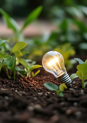 JPG 편집이미지 전구 사람없음 초록색 빛 자연보호 흙 재활용 풀잎 에코 친환경 편집실사 AI포토 AI콘텐츠 컬러 잎 자연 환경 풀_식물 보호 CG 파일형식