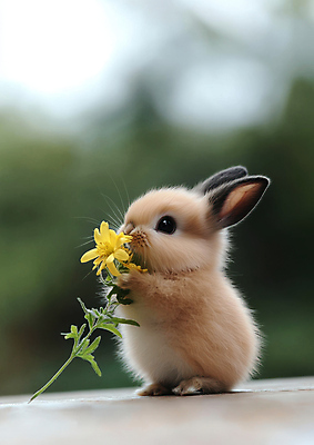 JPG 편집이미지 봄꽃 자연 들기 사람없음 귀여움 토끼 먹기 편집실사 AI포토 AI콘텐츠 꽃 컨셉 포유류 모션 반려동물 봄 CG 생태계 파일형식