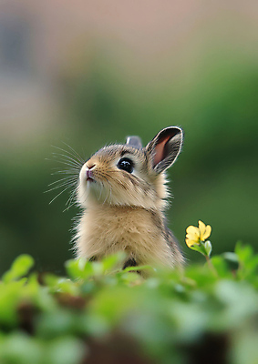 JPG 편집이미지 꽃밭 봄꽃 자연 사람없음 귀여움 토끼 편집실사 AI포토 AI콘텐츠 꽃 컨셉 포유류 반려동물 봄 CG 생태계 파일형식