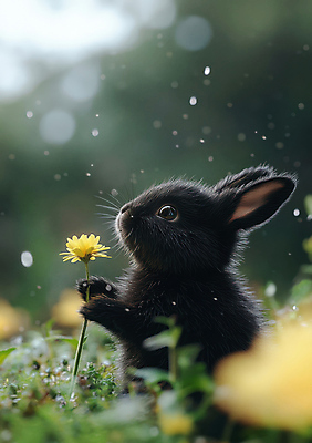 JPG 편집이미지 꽃밭 봄꽃 자연 들기 사람없음 귀여움 눈 토끼 편집실사 AI포토 AI콘텐츠 자연요소 꽃 컨셉 포유류 모션 날씨 반려동물 봄 CG 생태계 파일형식