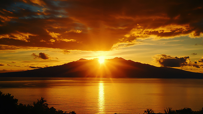 JPG 구름 편집이미지 바다 자연 하늘 산 사람없음 태양 일출 주황색 풀 편집실사 AI포토 AI콘텐츠 자연요소 식물 컬러 노을 CG 생태계 파일형식