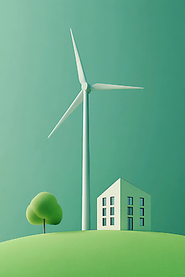 JPG 나무 편집이미지 주택 초원 사람없음 초록색 3D 친환경 건축모형 풍력기 편집실사 편집3D AI컴퓨터그래픽 AI콘텐츠 에너지의날 식물 기념일 컬러 건물 모형 환경 풍력에너지 디지털합성 CG 파일형식