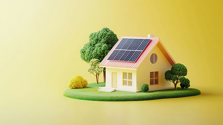 JPG 나무 편집이미지 주택 사람없음 노란색 3D 친환경 건축모형 집열판 편집실사 편집3D AI컴퓨터그래픽 AI콘텐츠 식물 컬러 건물 모형 환경 디지털합성 CG 태양에너지 파일형식