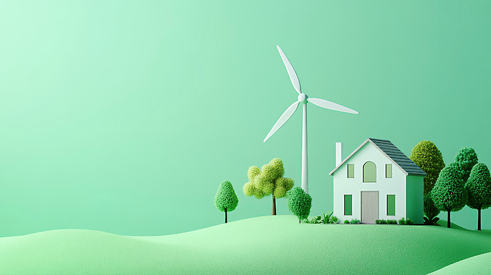 JPG 나무 편집이미지 주택 초원 사람없음 초록색 3D 친환경 건축모형 풍력기 편집실사 편집3D AI컴퓨터그래픽 AI콘텐츠 에너지의날 식물 기념일 컬러 건물 모형 환경 풍력에너지 디지털합성 CG 파일형식