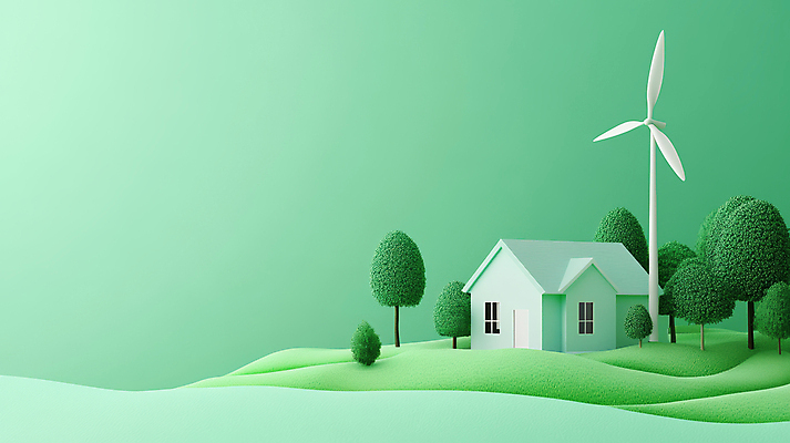 JPG 나무 편집이미지 주택 초원 사람없음 초록색 3D 친환경 건축모형 풍력기 편집실사 편집3D AI컴퓨터그래픽 AI콘텐츠 식물 컬러 건물 모형 환경 풍력에너지 디지털합성 CG 파일형식