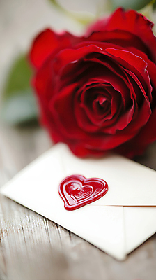 JPG 편집이미지 프로포즈 잎 편지봉투 선물 사랑 사람없음 빨간색 장미 하트 편지 편집실사 AI포토 AI콘텐츠 모양 식물 꽃 감정 컬러 봉투 CG 파일형식