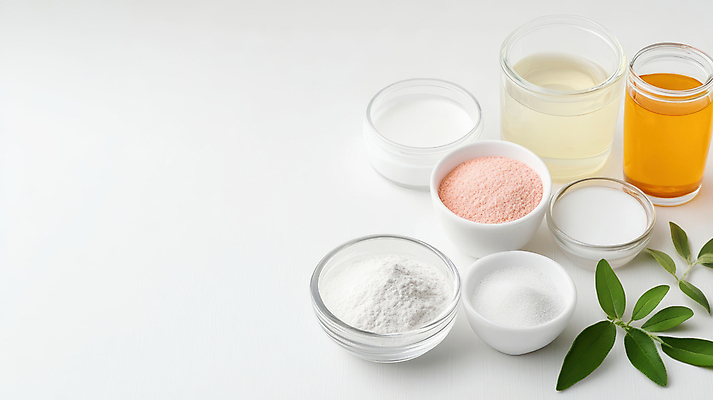 JPG 편집이미지 잎 유리병 사람없음 흰색 오일 가루 크림 피부관리 유리그릇 편집실사 AI포토 AI콘텐츠 식물 그릇 음식 컬러 유리 병_용기 뷰티 화장품 CG 파일형식