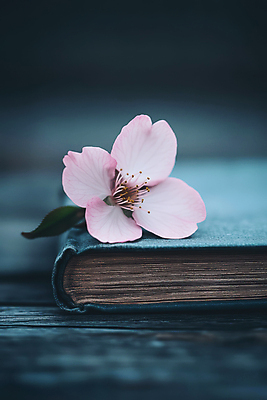 JPG 편집이미지 봄꽃 사람없음 책 어둠 펼침 벚꽃 분위기 나무탁자 편집실사 AI포토 AI콘텐츠 꽃 컨셉 모션 탁자 봄 CG 파일형식