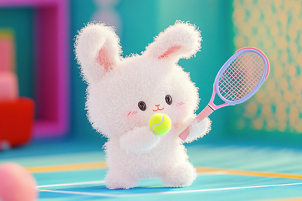 JPG 편집이미지 다이어트 새해 들기 사람없음 토끼 테니스라켓 테니스공 디지털합성 토끼인형 편집실사 AI컴퓨터그래픽 AI콘텐츠 인형 공 포유류 모션 건강 반려동물 테니스 라켓 테니스용품 CG 파일형식